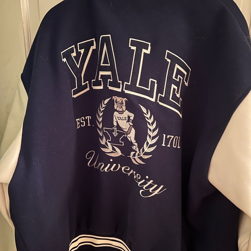 Oversized Yale Ivy League bomber jacket